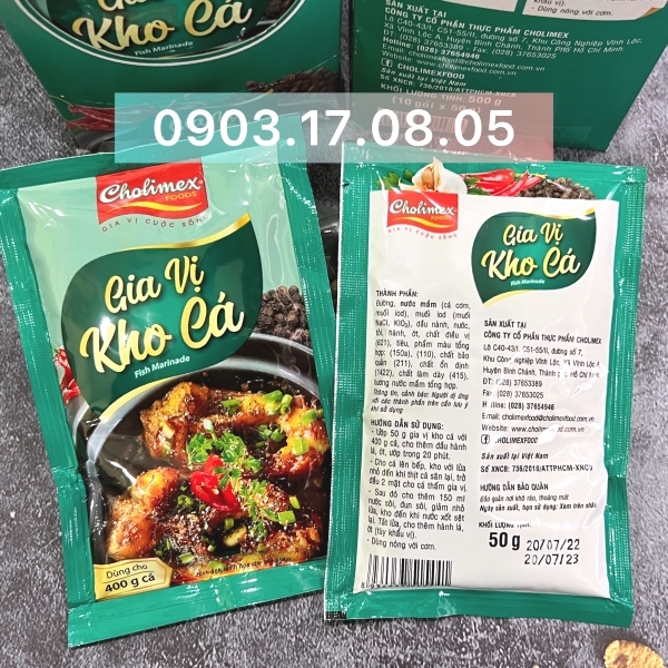 (Hộp 10) Gia Vị kho cá gói 50g-Cholimex