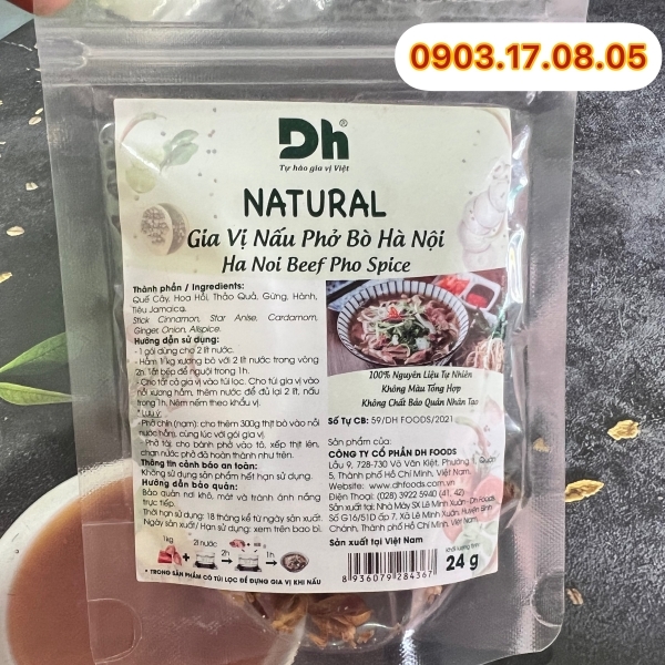 (Thùng 48) Gia vị thảo mộc DH-Phở bò Hà Nội (24gr)