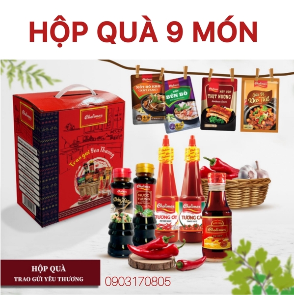 (Thùng 6 hộp) Hộp quà GIA VỊ TRAO GỬI YÊU THƯƠNG Cholimex 9 món 2026