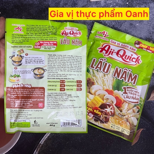 (Thùng 120) Gia vị lẩu nấm Aji Quick 44gr