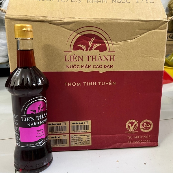 (Thùng 12) Nước mắm Liên Thành nhãn ngọc 60 ĐỘ ĐẠM(chai 600ml)