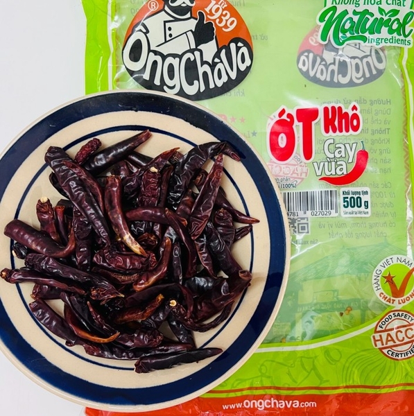 Ớt khô cay vừa nguyên trái Ông Chà Và (500gr)