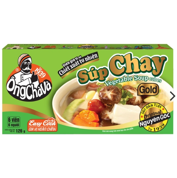 (Thùng 80) Viên gia vị Súp Chay Gold 126gr-Ông Chà Và