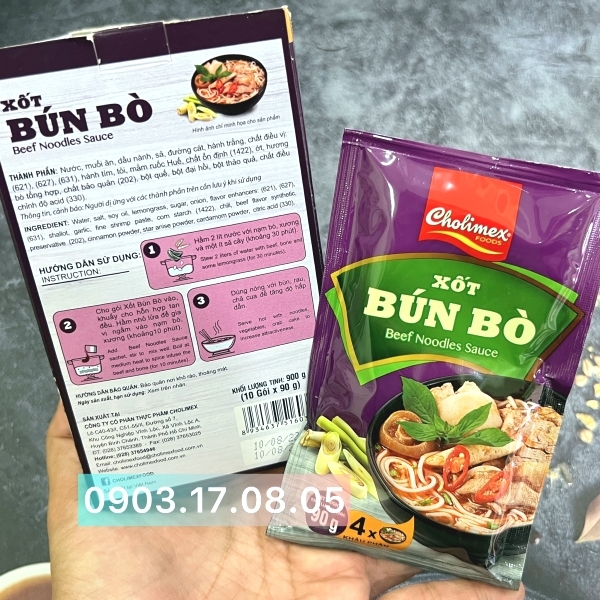 (Hộp 10) Xốt bún bò gói 90g-Cholimex