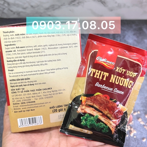 (Hộp 20) Xốt ướp thịt nướng gói 70g-Cholimex