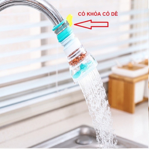 Đầu gắn vòi lọc nước có quạt tăng áp lực nước kiểu lò xo kéo dài (có lọc nước)