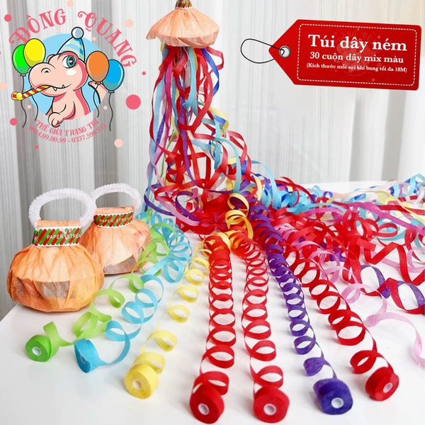 Túi pháo giấy sợi ribbon ném tay