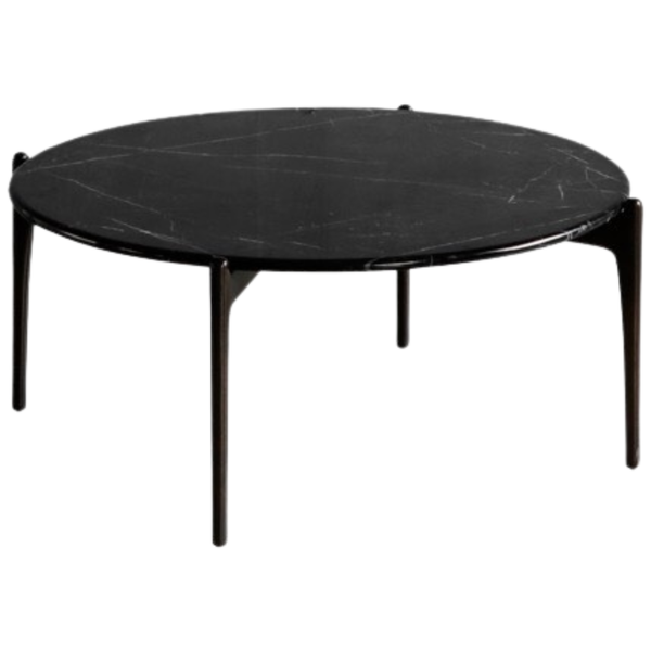 GEO ROUND COFFEE TABLE 800x800x380 with Black Nero Marble & Bronze Legs ...