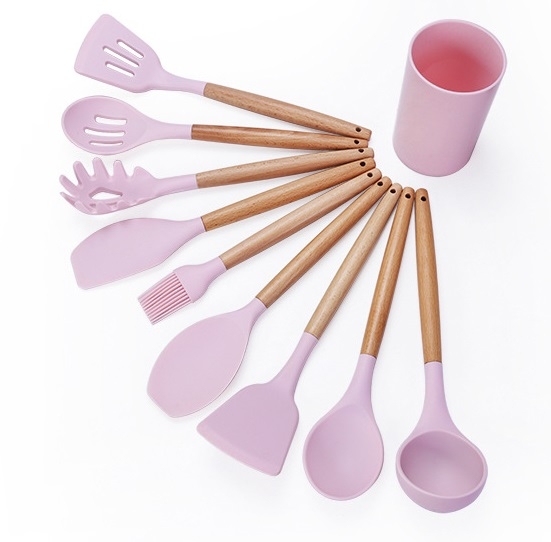 Set 11 dụng cụ nấu ăn Silicone - Bộ dụng cụ nấu ăn, làm bếp, làm bánh silicon MÀU HỒNG - CBBEP11PH | CHỢ TIỆN DỤNG