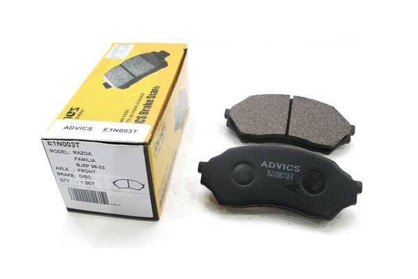 E1N003T - Bố Thắng - Má Phanh TRƯỚC Mazda 323 1.6 1.8 01-04 Ford LASER 1.6 1.8 99-05 ADVICS - Japan