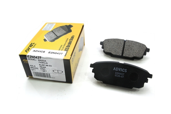 E2N043T - Bố Thắng - Má Phanh SAU Mazda 323 1.6 1.8 01-04 Ford LASER 1.6 1.8 99-05 ADVICS - Japan