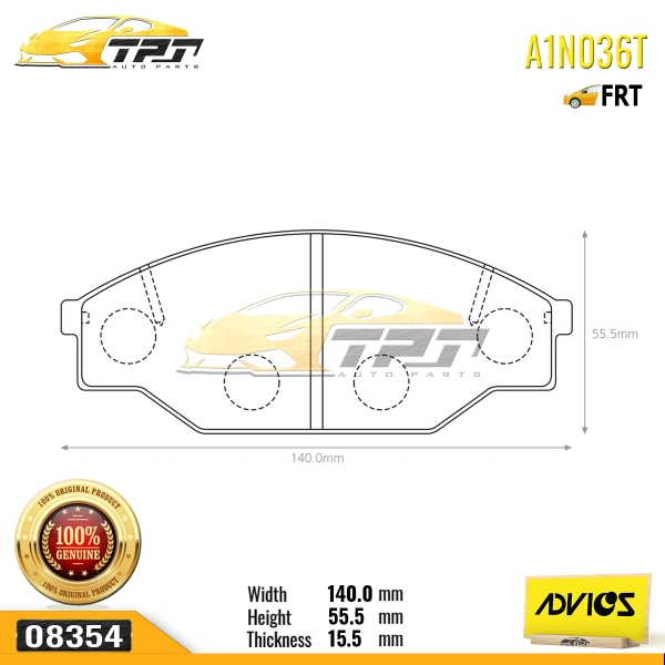 A1N036T - Bố Thắng / Má Phanh TRƯỚC Toyota HILUX 2.4 HIACE VN 2.0 2.4 1RZ 2RZ 01-04 ADVICS - Japan