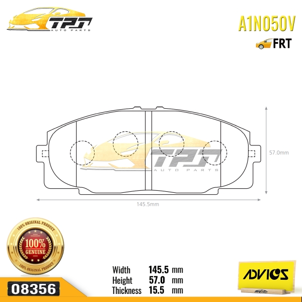 A1N050V - Bố Thắng / Má Phanh TRƯỚC Toyota HIACE 2.0 2.4 2KD 98-05 HIACE 2.5D 2.7 05-11 ADVICS - Japan