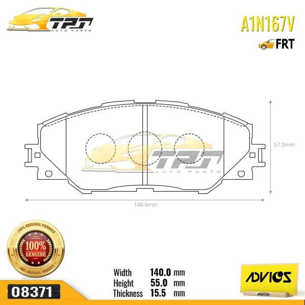 A1N167V - Bố Thắng / Má Phanh TRƯỚC Toyota INNOVA VN 2.0 06-16 HILUX 2.5 DIESEL 04-11 LAND CRUISER 4.5 5.7 07- ADVICS - Japan