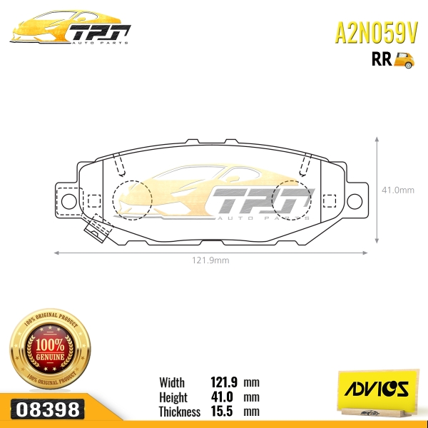 A2N059V - Bố Thắng / Má Phanh SAU Toyota CROWN 2.4 3.0 95-01 LEXUS GS300 93-95 ADVICS - Japan