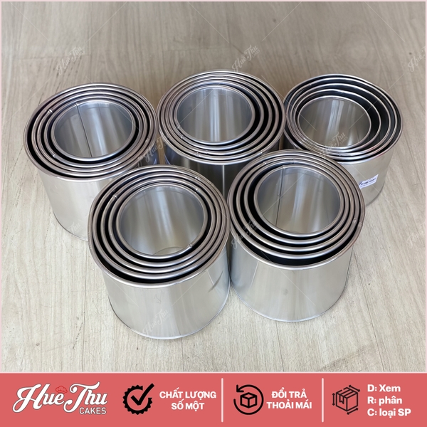 Khuôn nhôm tròn cao 15cm rộng 12/14/16/18/20cm dùng làm bánh rau câu, bánh các loại