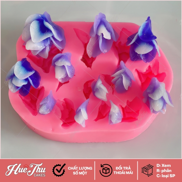 Khuôn silicon Bông Hoa Rơi (vỉ 11 hình) làm bánh rau câu 3D 4D nhấn xôi, fondant, socola, nến hanmade