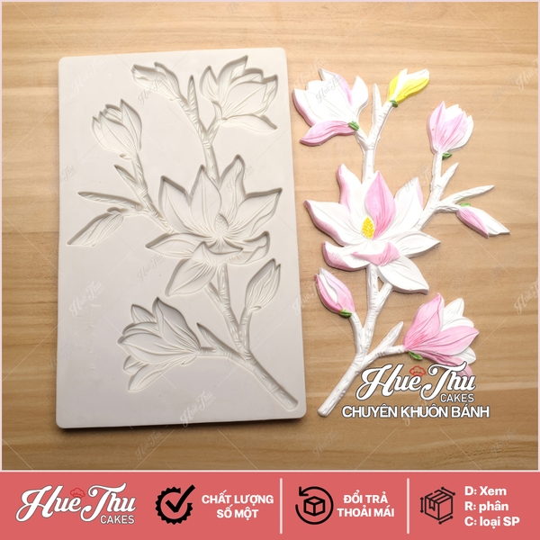 Khuôn silicon Cành Hoa Mộc Lan làm bánh rau câu 3D 4D nhấn xôi, fondant, socola, nến hanmade