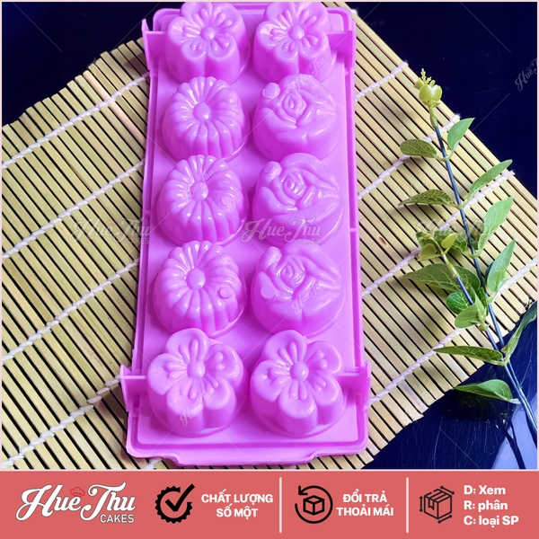 Khuôn rau câu, khay đá Bông làm bánh rau câu 3D 4D nhấn xôi, fondant, socola, nến hanmade