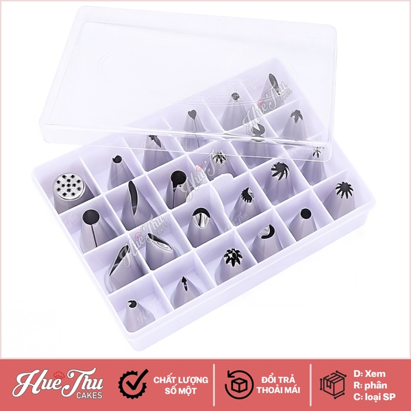 Bộ 24 đui bắt kem làm bánh thông dụng - Trang trí bánh kem, xôi hoa