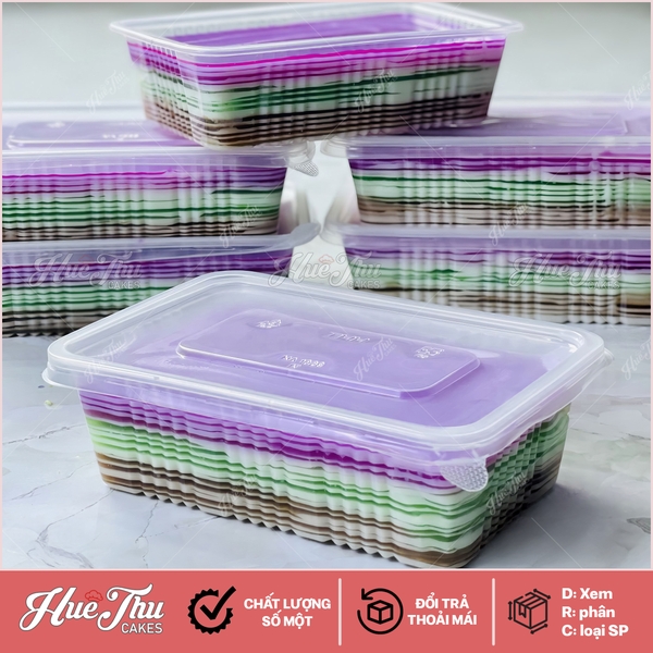 Hộp nhựa chữ nhật trong (10 cái, có rằn) có nắp đựng thực phẩm, rau câu