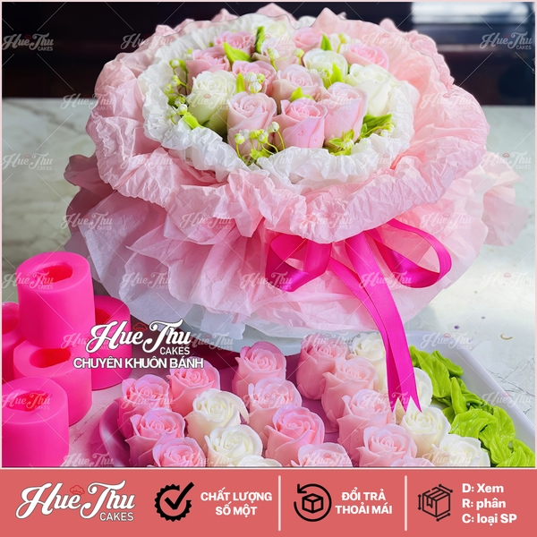 Khuôn silicon Hoa Hồng Pháp làm bánh rau câu 3D 4D nhấn xôi, fondant, socola, nến hanmade