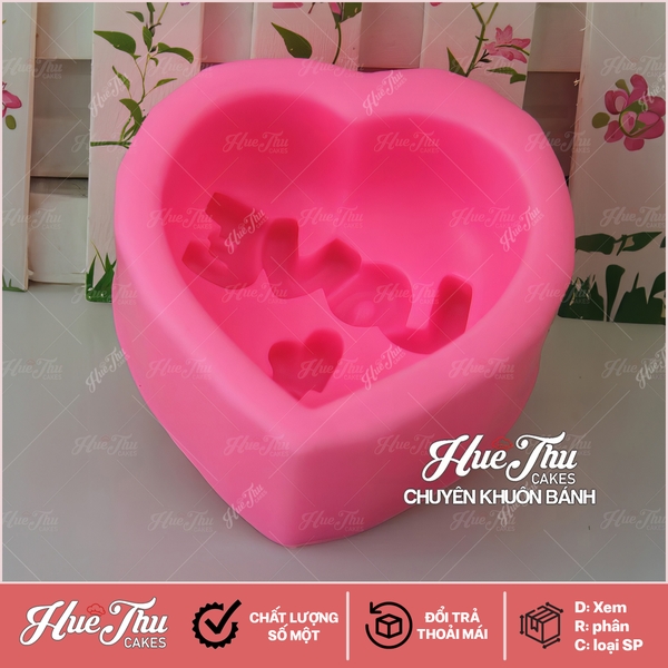 Khuôn silicon Trái Tim (chữ Love) làm bánh rau câu 3D 4D nhấn xôi, fondant, socola, nến hanmade