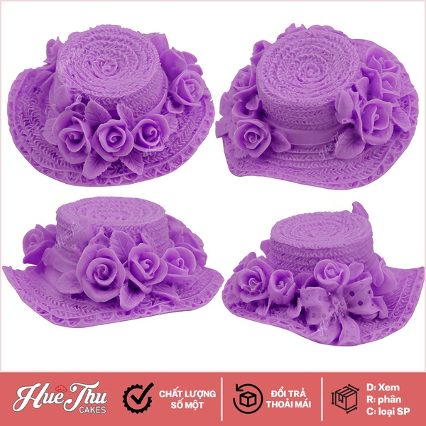 Khuôn silicon Mũ Hoa vành rộng làm bánh rau câu 3D 4D nhấn xôi, fondant, socola, nến hanmade