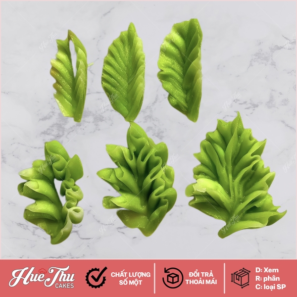 Khuôn silicon Vỉ 4/5/6 Lá làm bánh rau câu 3D 4D nhấn xôi, fondant, socola, nến hanmade
