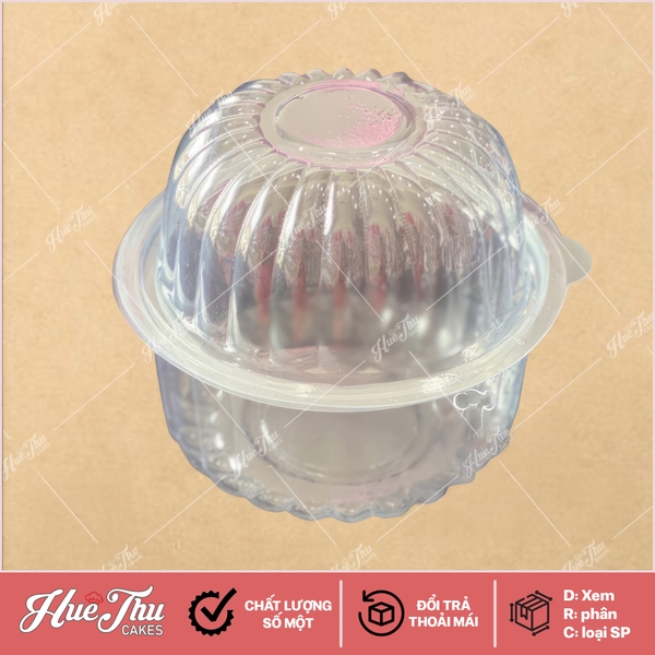 Hộp nhựa gập nắp cầu HH83 trong suốt (10 cái) đựng bánh rau câu trung thu, bông lan