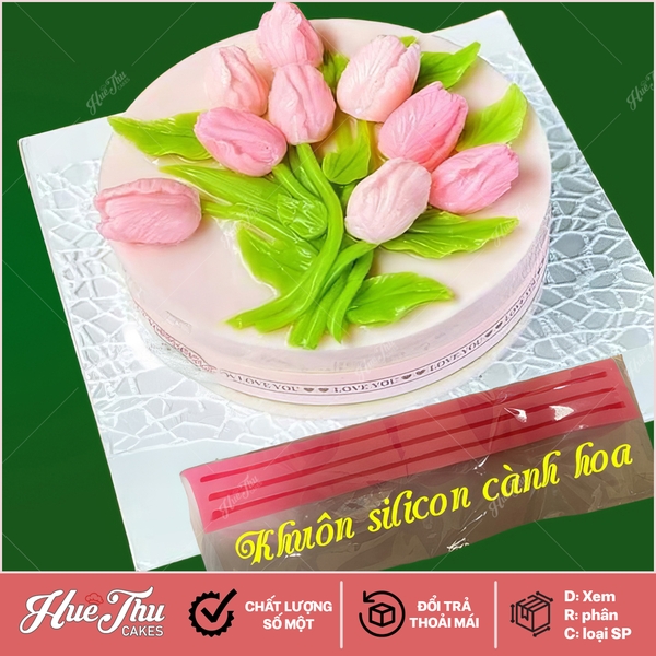 Khuôn silicon Cành Hoa 15/30cm làm bánh rau câu 3D 4D nhấn xôi, fondant, socola, nến hanmade