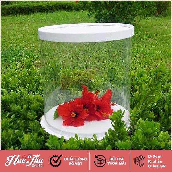 Hộp đựng bánh Mica Tròn trong suốt 27/30/32/35cm (kèm đế) đựng bánh sinh nhật, quà tặng