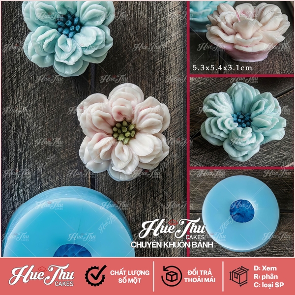 Khuôn silicon hoa Hồng Thái X21 làm bánh rau câu 3D 4D nhấn xôi, fondant, socola, nến hanmade