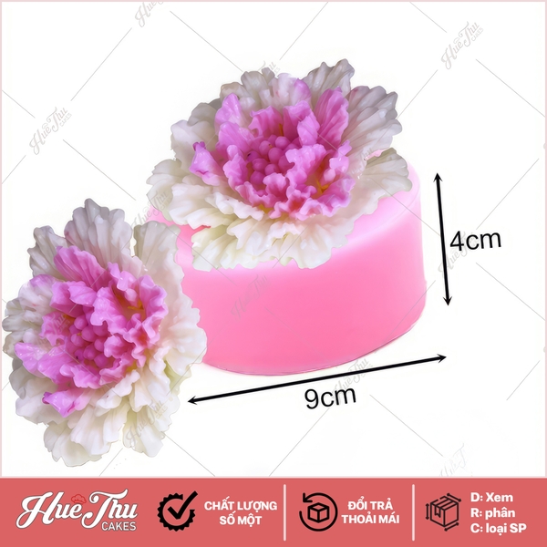 Khuôn silicon Hoa Mẫu Đơn Cánh Đứng làm bánh rau câu 3D 4D nhấn xôi, fondant, socola, nến hanmade