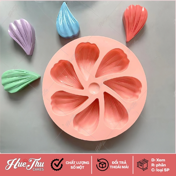 Khuôn silicon 7 Cánh Hoa Tình Yêu 24.5cm làm bánh rau câu 3D 4D nhấn xôi, fondant, socola, nến hanmade