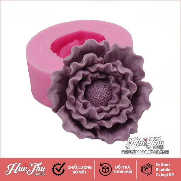 Khuôn silicon Mẫu Đơn Cánh Xoắn 11/13.8cm làm bánh rau câu 3D 4D nhấn xôi, fondant, socola, nến hanmade