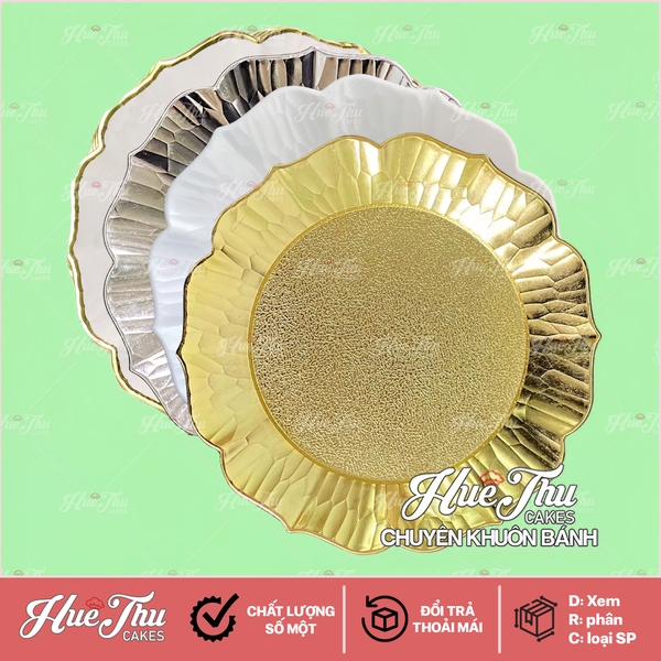 Đĩa Nhựa Mạ Vàng Bạc Trắng 33cm đựng trái cây, rau câu xôi - Đĩa Decor bàn tiệc, mâm cúng