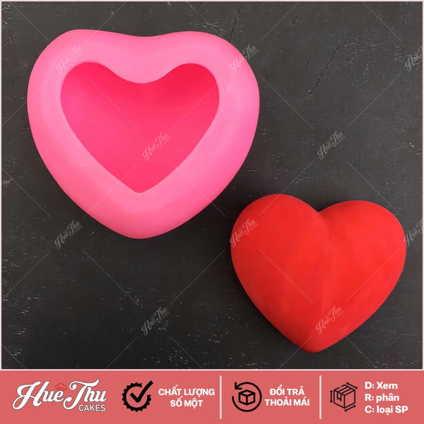 Combo 3 khuôn silicon Trái Tim Trơn làm bánh rau câu 3D 4D nhấn xôi, fondant, socola, nến hanmade