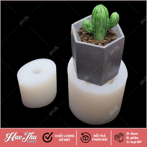 Khuôn silicon Xương Rồng đứng 2 chĩa làm bánh rau câu 3D 4D nhấn xôi, fondant, socola, nến hanmade