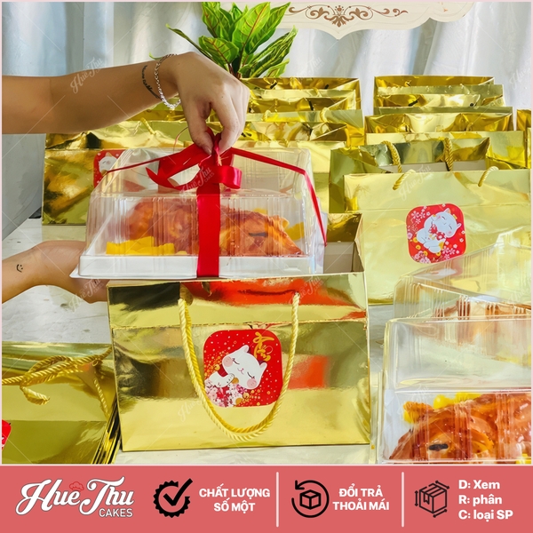 Túi giấy quai xách 17.5x25cm đựng quà Tết, quà biếu, bánh Trung Thu