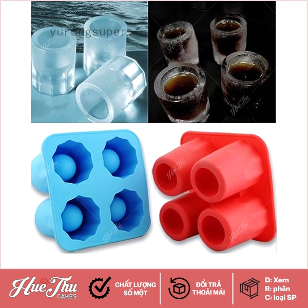 Khuôn silicon ly rượu nhỏ (4 ly) 4cm làm bánh rau câu 3D 4D nhấn xôi, fondant, socola, nến hanmade