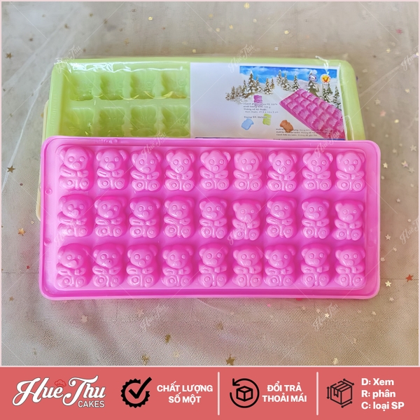 Khuôn rau câu, khay đá con Gấu (27 viên) làm bánh rau câu 3D 4D nhấn xôi, fondant, socola, nến hanmade