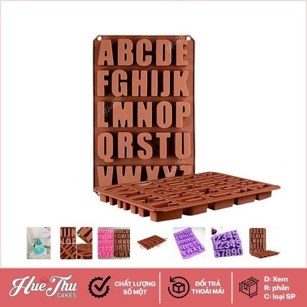 Khuôn silicon Bộ Chữ In Hoa/In Thường/Số (chữ cao 5.2cm) làm bánh rau câu 3D 4D nhấn xôi, fondant, socola, nến hanmade