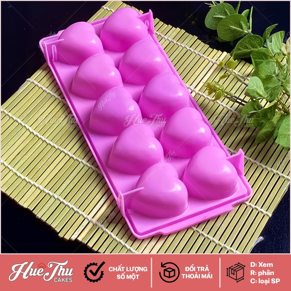 Khuôn rau câu, khay đá Trái Tim làm bánh rau câu 3D 4D nhấn xôi, fondant, socola, nến hanmade