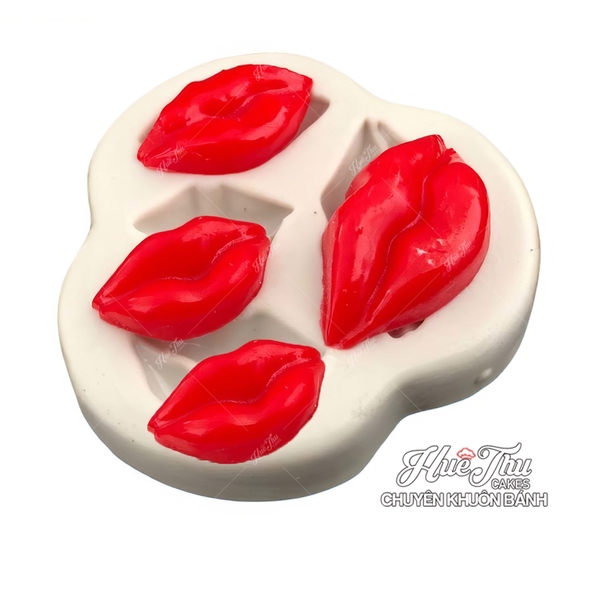 Khuôn silicon Đôi Môi (vỉ 4 hình) làm bánh rau câu 3D 4D nhấn xôi, fondant, socola, nến hanmade