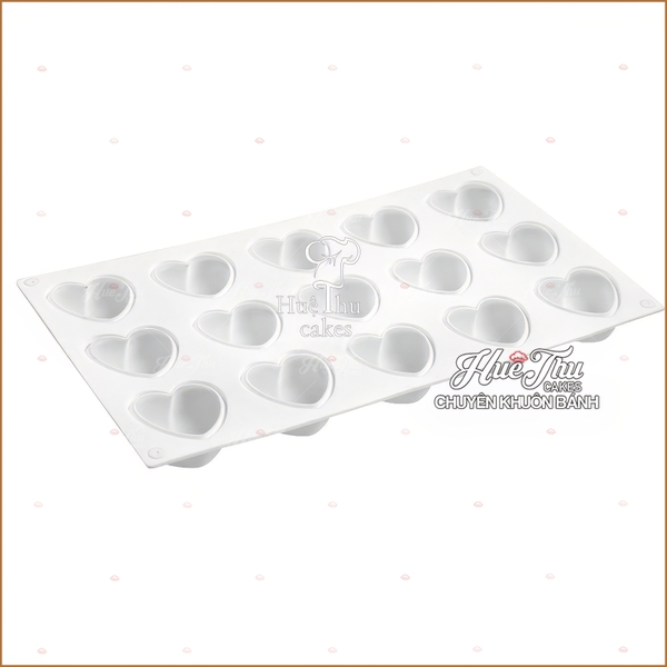 Khuôn silicon Trái Tim (4.5cm / vỉ 15 trái) làm bánh rau câu 3D 4D nhấn xôi, fondant, socola, nến hanmade