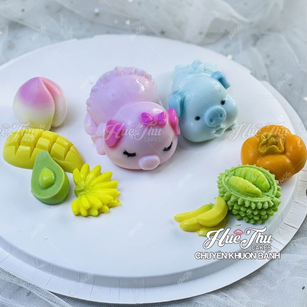 Khuôn silicon con Heo làm bánh rau câu 3D 4D chè trôi nước