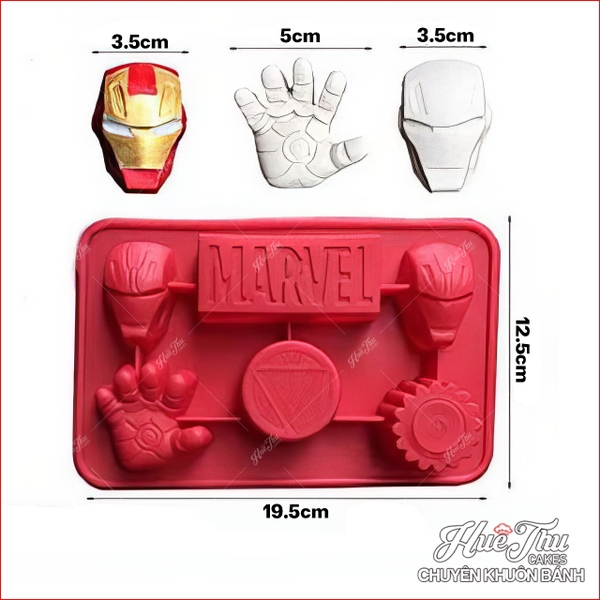 Khuôn silicon siêu nhân Marvel (bàn tay, logo, mặt nạ) làm rau câu 4D, pudding, bánh nướng