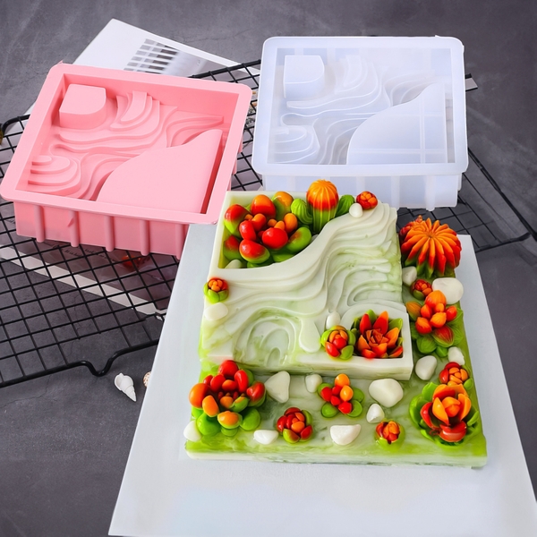 Khuôn silicon Hòn Non Bộ Vuông / Tròn A25 làm bánh rau câu 3D 4D nhấn xôi, fondant, socola, nến hanmade