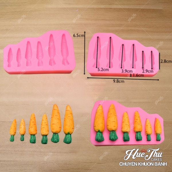 Khuôn silicon Củ Cà Rốt làm bánh rau câu 3D 4D nhấn xôi, fondant, socola, nến hanmade